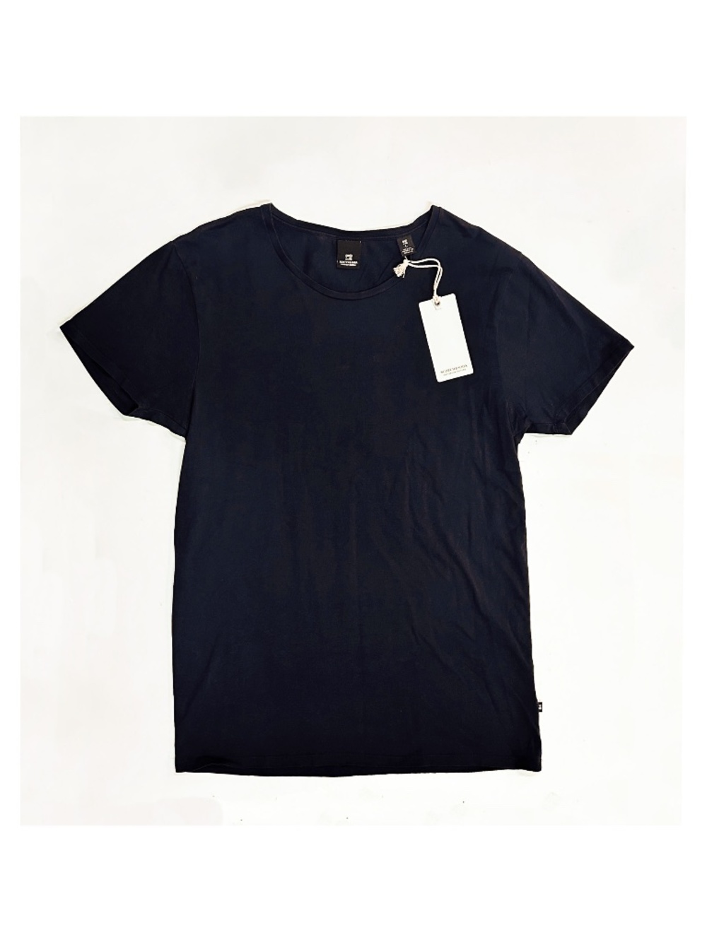 NWT Scotch & Soda Mens Large Plain Black Crew Neck Short Sleeve Pullover T-Shirt